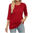 thumbnail image 4 of Icvfdpl Womens 3/4 Length Sleeve Tops O Neck Shirts Casual Basic Trendy Tee T-Shirts Cozy, 4 of 4