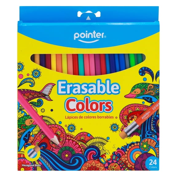 Pointer Erasable Colored Pencils, 24 Count
