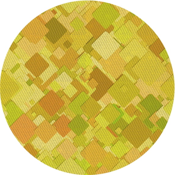 Ahgly Company Machine Washable Indoor Square Transitional Golden Yellow Area Rugs, 3' Square
