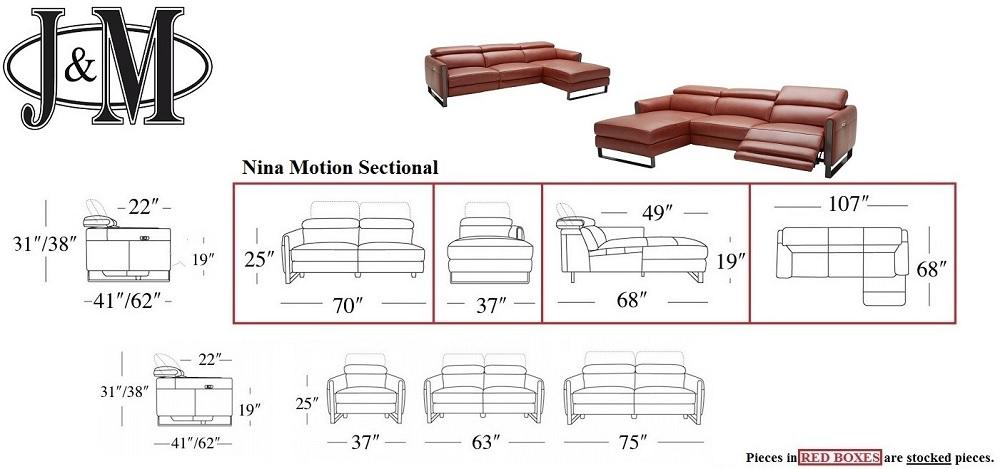 Modern Premium Ochre Leather Motion Sectional Sofa Right Hand Chase J&M Nina - image 4 of 4