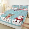 thumbnail image 3 of Homewish Christmas Reindeer Elk Queen Sheet Sets, Cartoon Winter Snowman Flat Sheet, Magic Santa Claus Queen Fitted Sheet, Lightweight Room Decor, 4 Pieces, 3 of 7