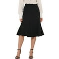 thumbnail image 1 of Falda elegante midi de cintura alta con cremallera lateral A-Line para mujeres Inspire Chic, 1 of 5
