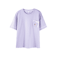 thumbnail image 2 of Cotton Women Pajama Set 2 Pcs Short Sleeve Pullover Top Sleepwear Long PJ Pants, 2 of 7