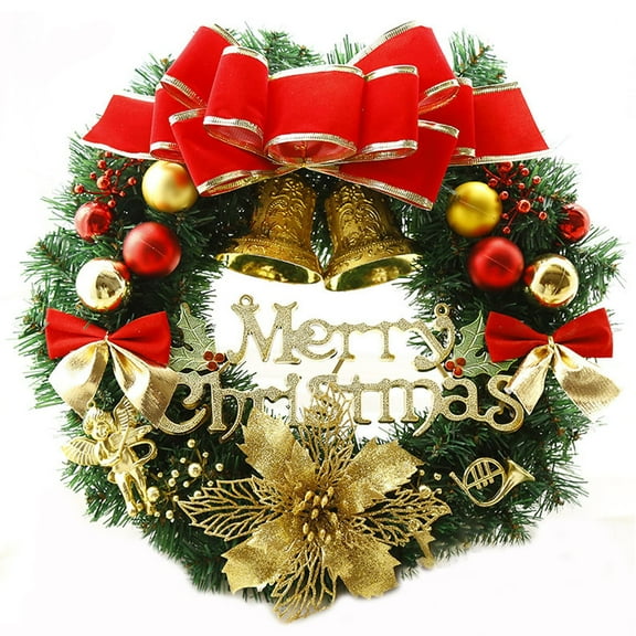 BETEAM Christmas Wreath for Front Door, 12 Inch Christmas Door Wreath Winter Xmas Wreaths Door Window Wall Hanging Ornaments For Christmas Decorations Indoor Outdoor