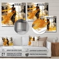 thumbnail image 4 of Designart "Black and yellow wind fashion woman In Black and Yellow"Fashion Illustration Metal Wall Art Black Glam Living Room Wall Art, 4 of 6