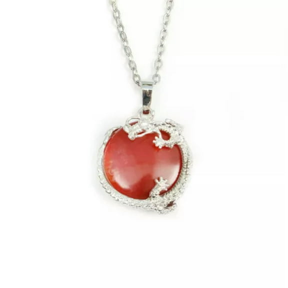 Natural Crystal Gem Stones Dragon Snake Pendant Jewelry Necklace Healing Reiki