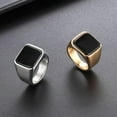thumbnail image 5 of ORUYROP Solid Stainless Steel Mens Signet Ring Setting with Black Onyx / Turquoise Classic Band Rings Gift Size 7-13, 5 of 5