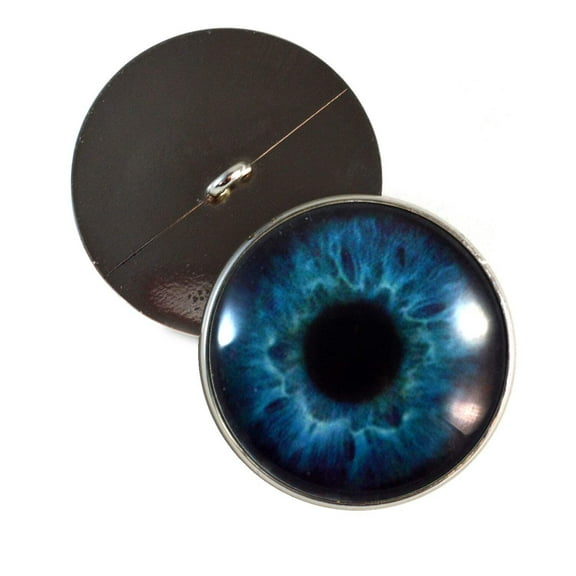 Dark Blue Human Inspired Sew-On Button Glass Eyes
