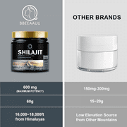 Beau 600mg Shilajit Supplement - Natural Himalayan Organic Shilajit Resin with Maximum Potency - Support for Focus & Energy, Immunity - 60g (2.1 oz)