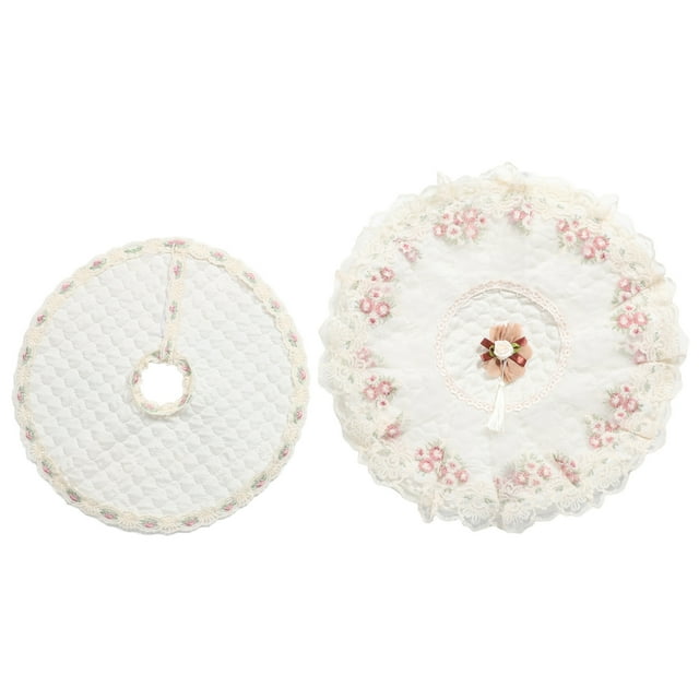 Protector de ventilador de mesa con encaje floral, 2 piezas, lavable, funda decorativa, juego de fundas para ventilador eléctrico de verano, almacenamiento