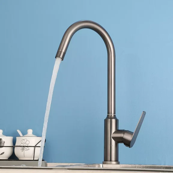 Bathroom Stainless Steel Basin Faucet Deck Mounted Mixer Single Hole Sink Taps