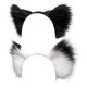 thumbnail image 1 of Diadema con orejas de piel sintética para gato y zorro, diadema hecha a mano para Halloween, orejas peludas de animales, aro para el pelo, blanco, negro y negro, 2 uds., 1 of 5