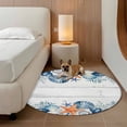 thumbnail image 3 of Summer Sea Shell Round Living Room Rugs 7 ft, Nautical Ocean Watercolor Starfish Coral Wood Grain Washable Area Rug with Non-Slip Sturdy Edge Binding Round Carpet for Kitchen Office Bedroom, 3 of 9