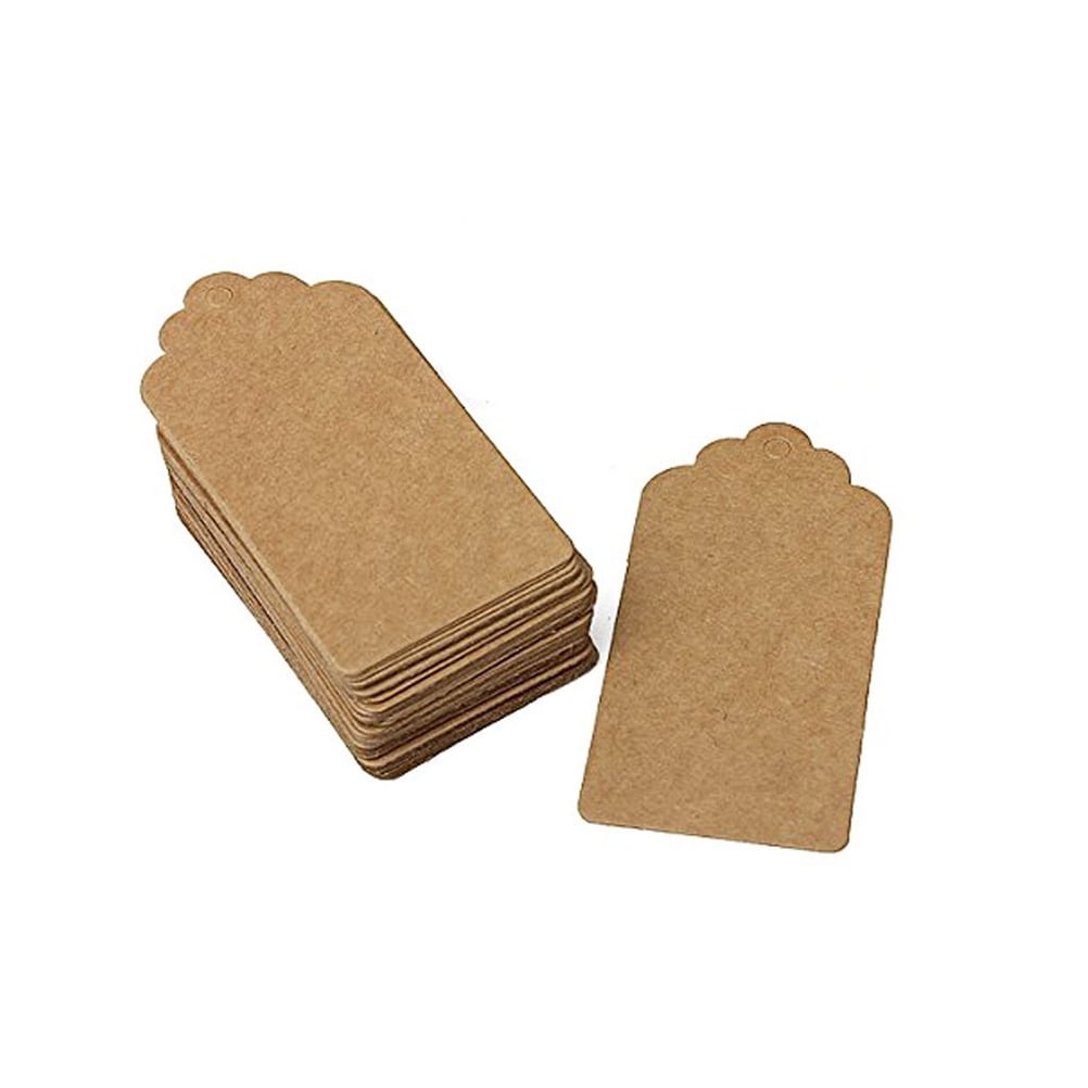 100pcs Brown Kraft Paper Gift Tags Scallop Label Blank Luggage Tags 
