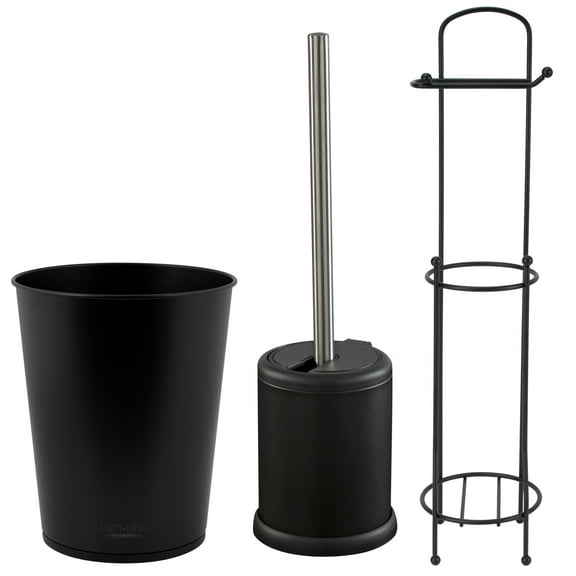 Bath Bliss Plastic and Iron Bathroom Accessory Set in Matte Black