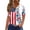 Light Blue, variant on Women's Patriotic 250th Anniversary USA Shirt V-Neck Button American Flag Print Short Sleeve T-Shirts