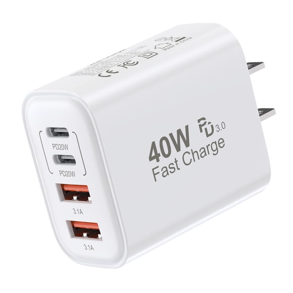 Bloque de carga USB C, 40 W, 4 puertos, conector de carga de pared USB-C