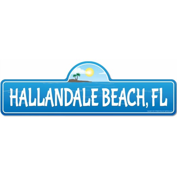 Hallandale FL Florida Beach Street Sign | Indoor/Outdoor | Surfer Ocean Lover Décor For Beach House Garages Living Rooms Bedroom | Signmission Personalized Gift