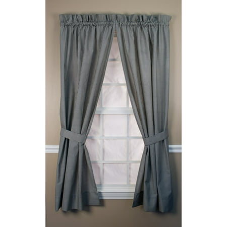 Ellis Curtain Logan Check Tailored Curtain Panel with Ties - One Pair