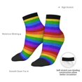 thumbnail image 6 of Rateoe Colorful Glitter Rainbow Pattern Quarter Crew Socks,Toe Seamed Ankle Socks,Cotton Cushioned Breathable Athletic Crew Sports Socks, 6 of 7