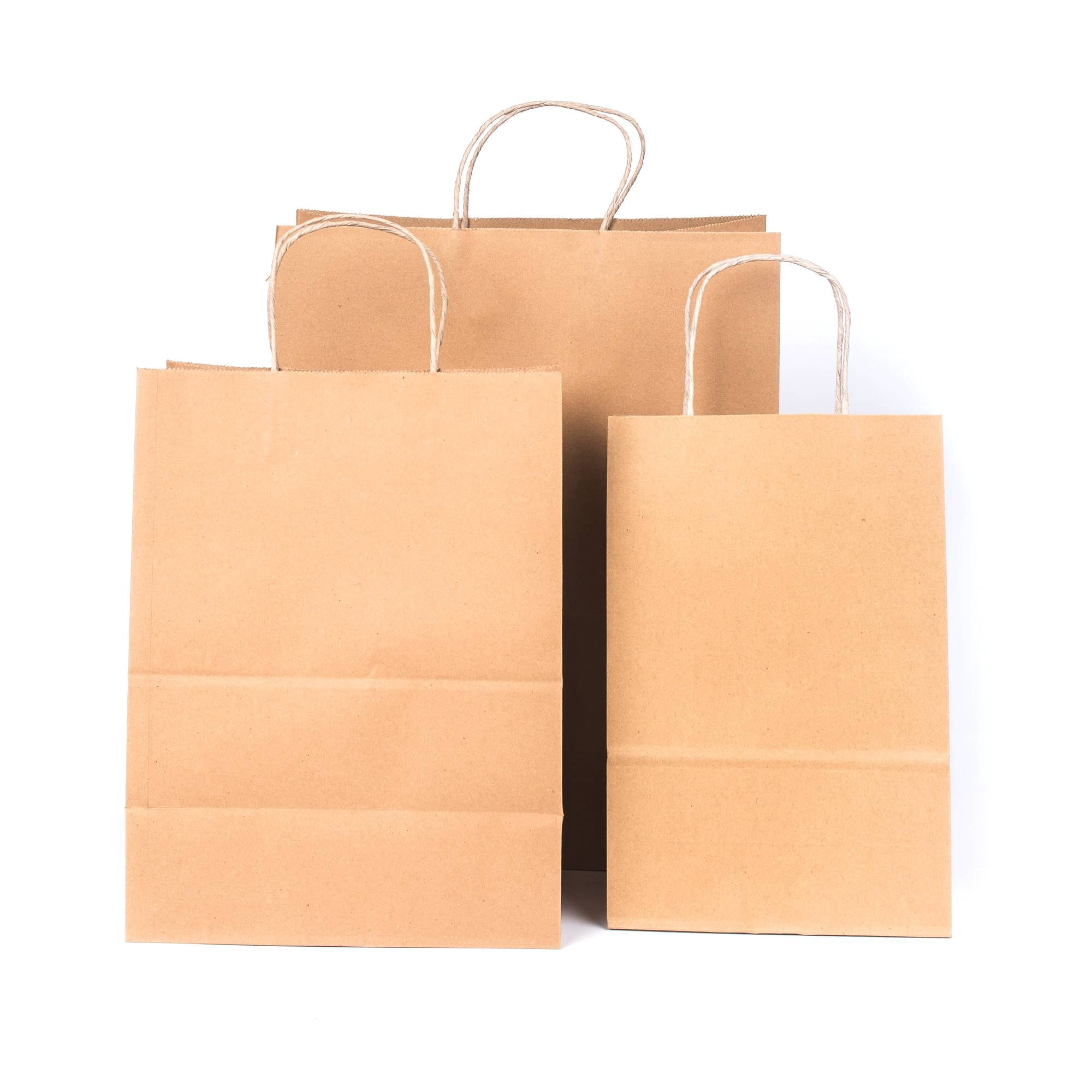 Kitchsy Premium Large White Kraft Paper Bags with Handles - Durable & Sustainable Totes for Shopping & Gifts - Pack of 100 - Ideal for Everyday Use - Reduce Plastic Waste Now!