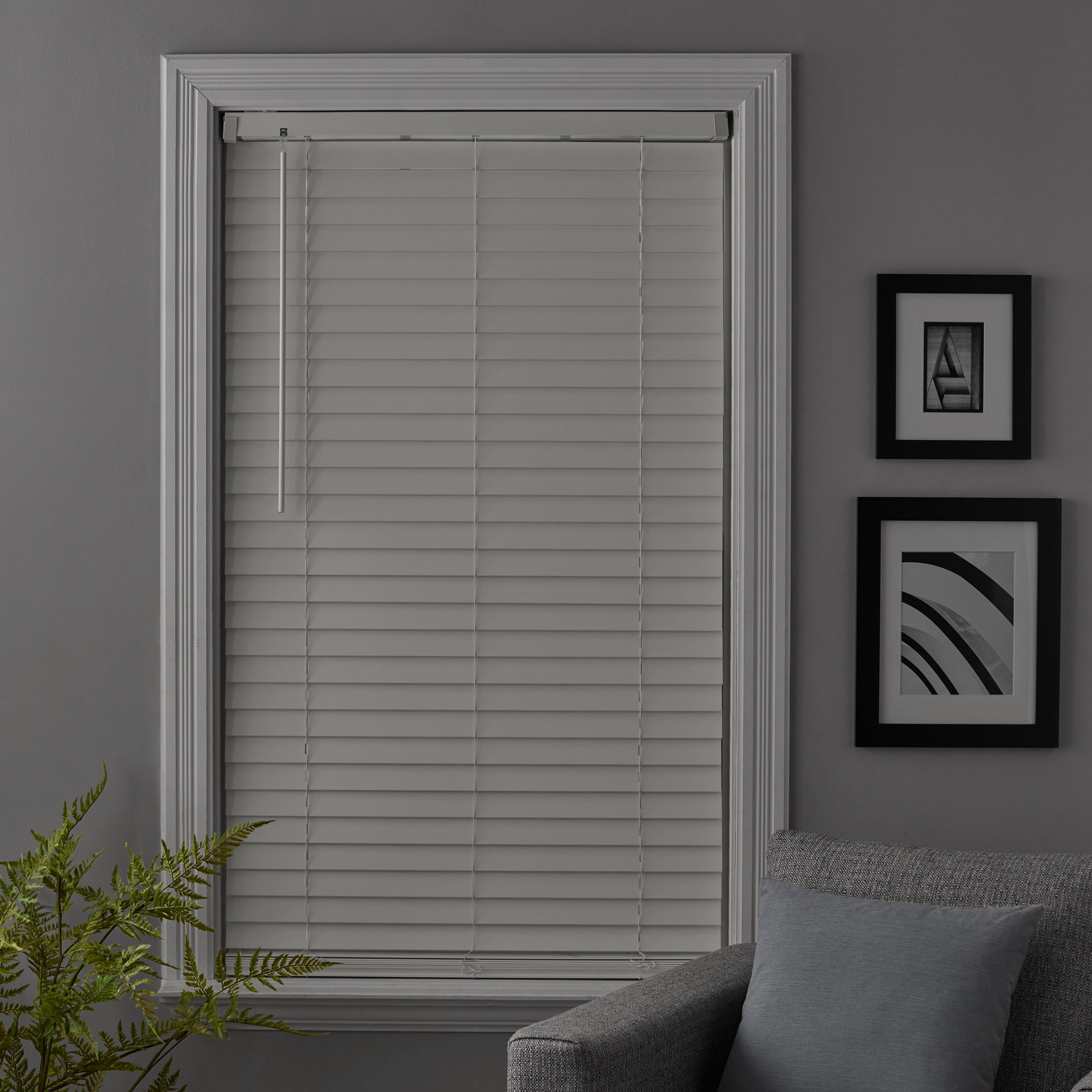 (2 pack) Better Homes & Gardens 2" Cordless Faux Wood Horizontal Blinds, Antique White, 35" W x 72" L