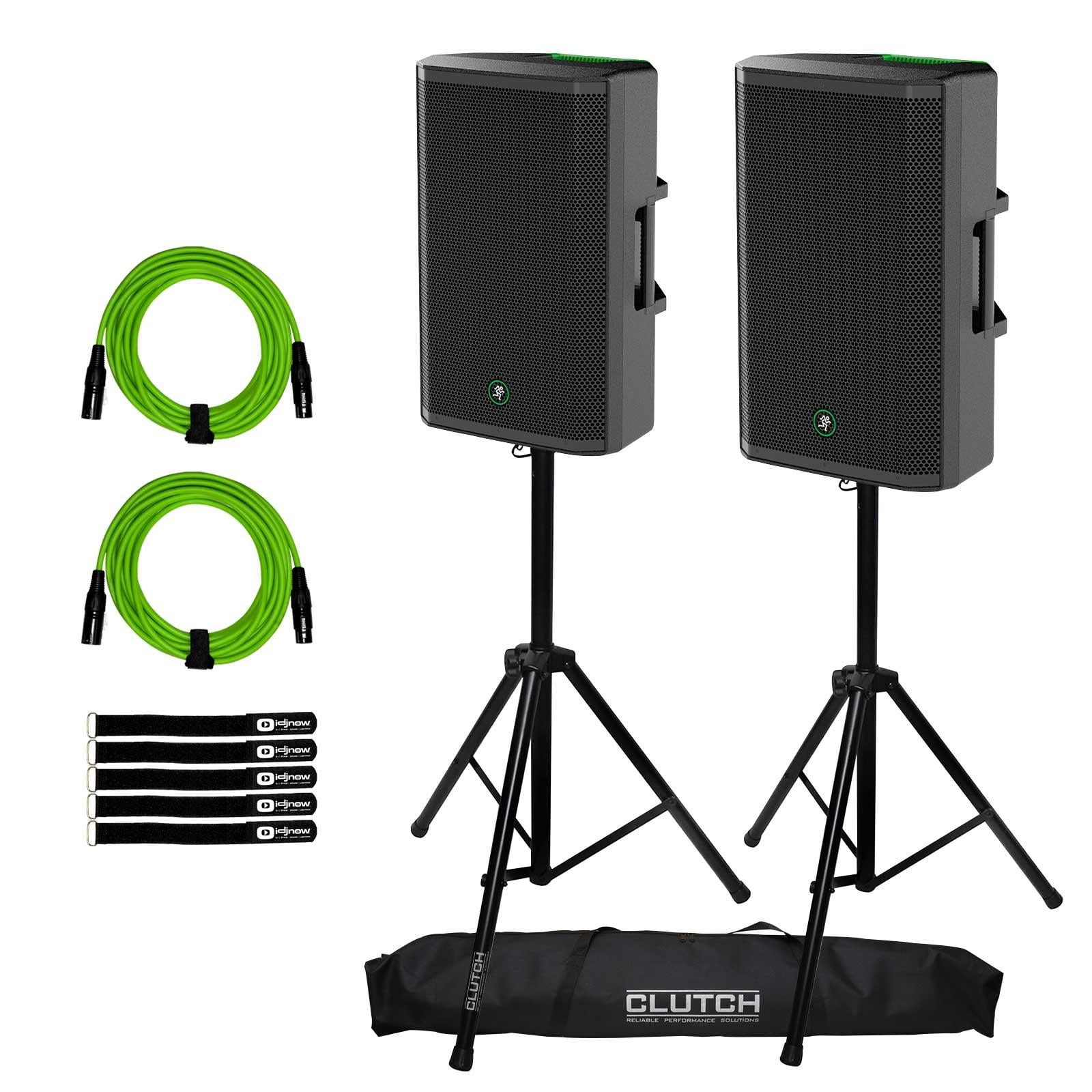 (2) Mackie Thrash 215 15" 1300W Powered Loudspeakers with Tripod
