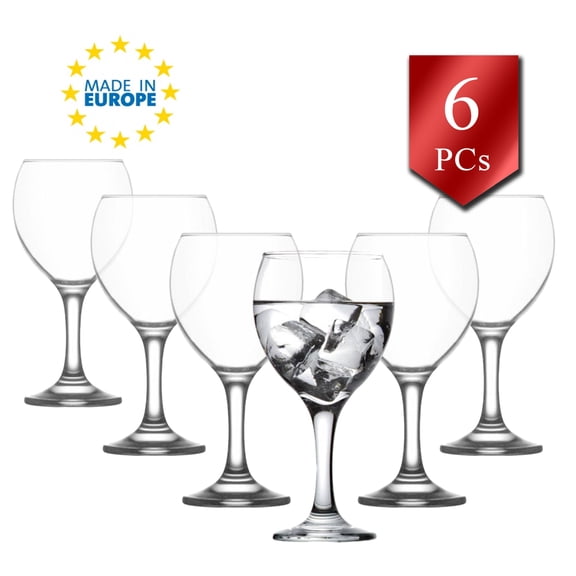 Goblet Party Glassware Set of 6, Stemmed Water Drinking Glasses, 12.2 oz