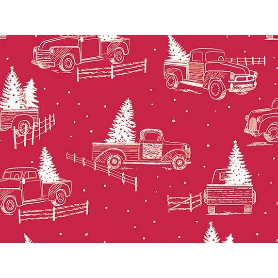 Pack of 1, Trucks and Tress Wrapping Paper 26" x 833', Full Ream Roll for Celebration, Party, Holiday, Birthday and Events, Made in USA