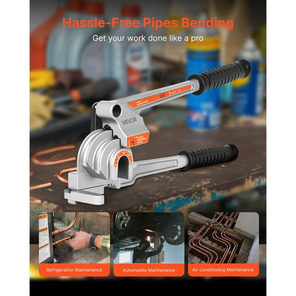3-in-1 Manual Pipe Bender – Compact Tube Bending Tool for 1/4", 3/8", 1/2" OD Pipes – Ideal for DIY & Professional Use