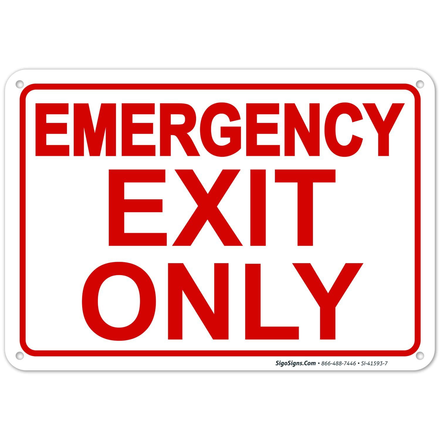 Emergency Exit Only UV... Keep Area Clear Sign 10x7 Rust Free Heavy Aluminum 