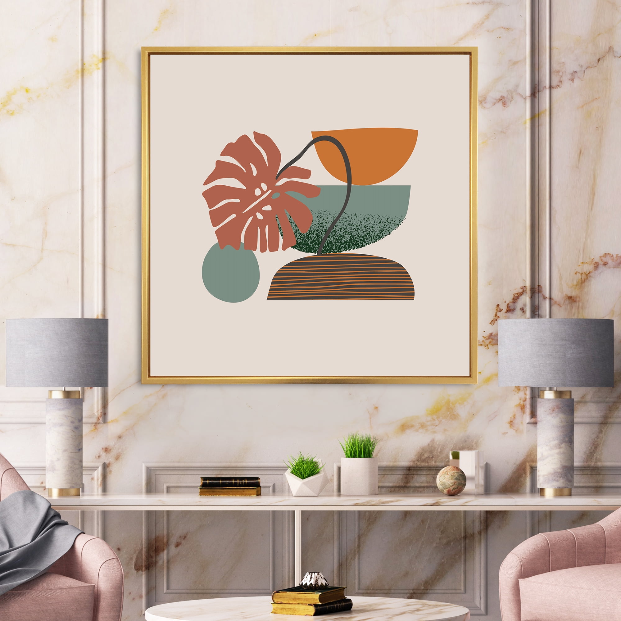 Designart 'Abstract Colorful Geometric Art Collage III' Modern Framed Canvas Wall Art Print