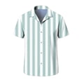thumbnail image 6 of VSSSJ Men's Casual Stylish Striped Shirt Short Sleeve Button Down Collared Shirt Hawaiian Relaxed Fit Summer Beach Vacation Shirts Mint Green S, 6 of 7