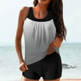 thumbnail image 2 of Busydd Tankini Swimsuits for Women Trendy Gradient Two Piece Swimsuit for Women Round Neck Sleeveless Pleated Tank Tops and Boyshorts Women's Tankini Swimsuits M, 2 of 5