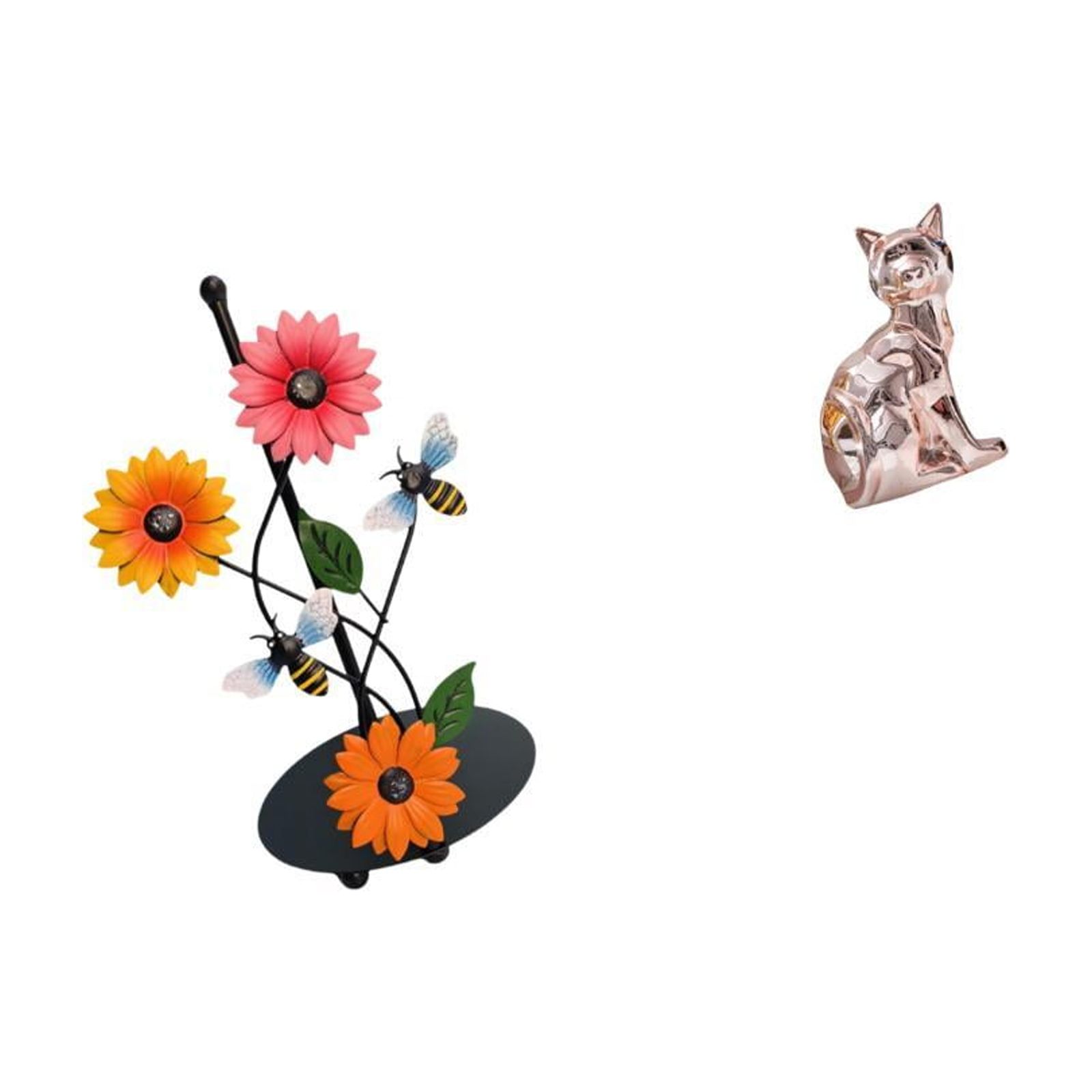Fiocias Cat Paper Towel Holder Dispenser Non Slip Vertical Tissue Holder Rack Decorative Figurine Animal Sculpture Art Craft Ornament for Home Fireplace