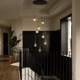 thumbnail image 6 of 8-Light Modern Black Integrated LED Chandelier with Seeded Glass Minimalist Cluster Teardrop Staircase Pendant, 6 of 10