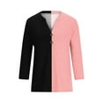 thumbnail image 4 of Trendy Graphic Tees for Women 2024 Plus Size Button Down V Neck 3/4 Sleeve Tunic Tops Cotton Summer Loose Casual Shirts Clearance S-4XL, Hot Pink, XL, 4 of 5