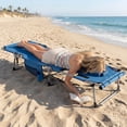 thumbnail image 3 of Costway Outdoor Folding Chaise 4-Position Lounge Chair with Face Hole &Adjustable Footrest Blue, 3 of 9