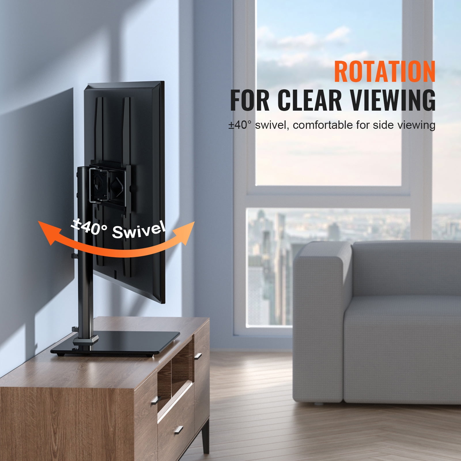 KFFKFF TV Stand Mount Swivel Universal TV Stand for 32"-55" TVs Adjustable Height
