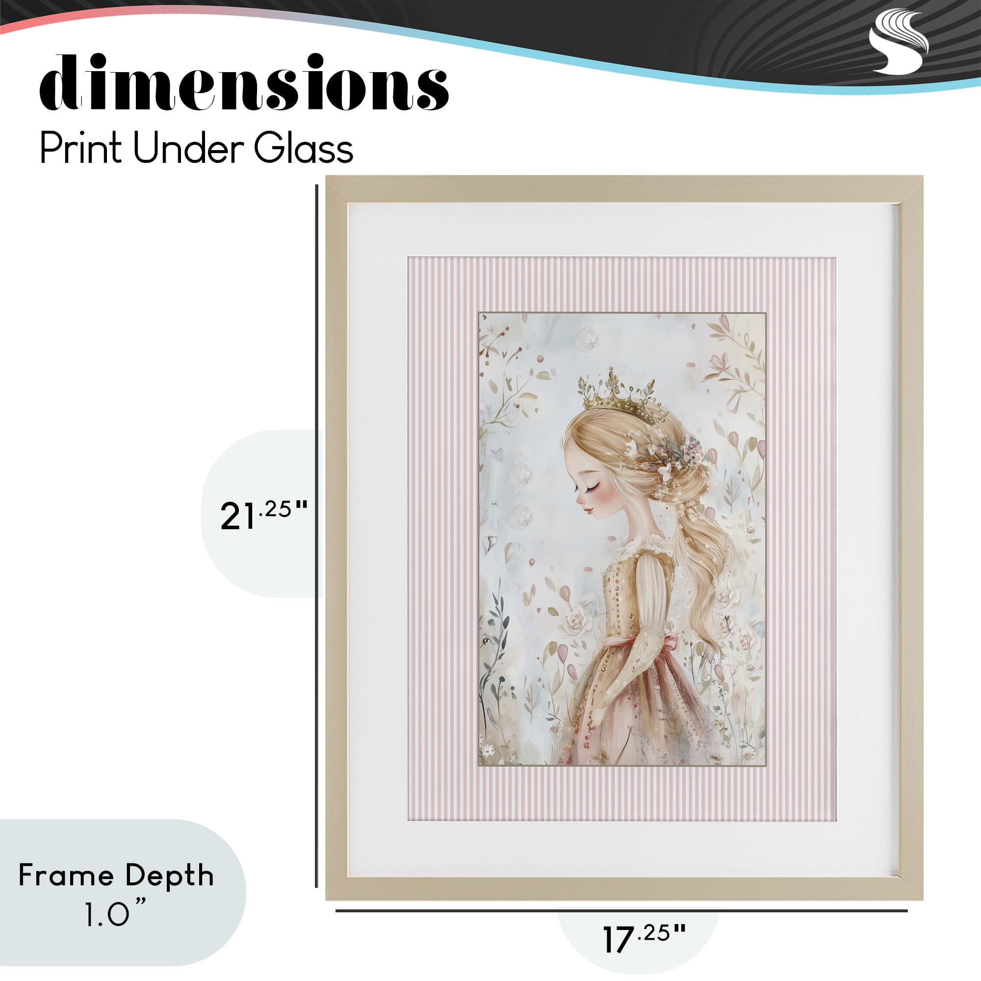 Stupell Industries Enchanted Dreams Princess Birch Framed Print Under Glass, design by Christine Simpson Art