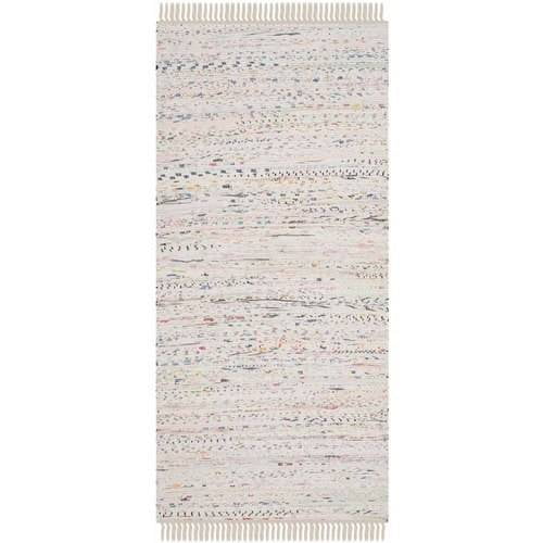 Safavieh Collection de Tapis en Chiffon RAR121G Fait Main Boho Rayé en Coton, 2 Pieds3 Pouces x 5 Pieds, Ivoire / Multi