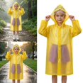 thumbnail image 2 of Reusable Thick Kids Rain Poncho Hooded Full Body Raincoat with Clear Brim for Boys Girls School Outdoor Activities, 2 of 9