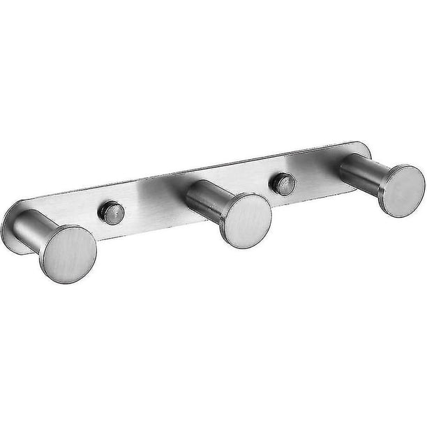 Toallero de pared de acero inoxidable 304 para puertas de baño y cocina (3 ganchos, cepillado)