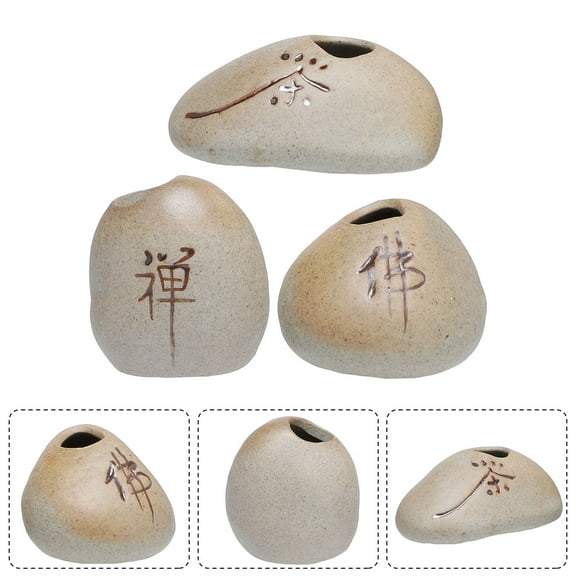 HEMOTON  3 Pcs Small Ceramic Stone Vase Mini Tabletop Adornment