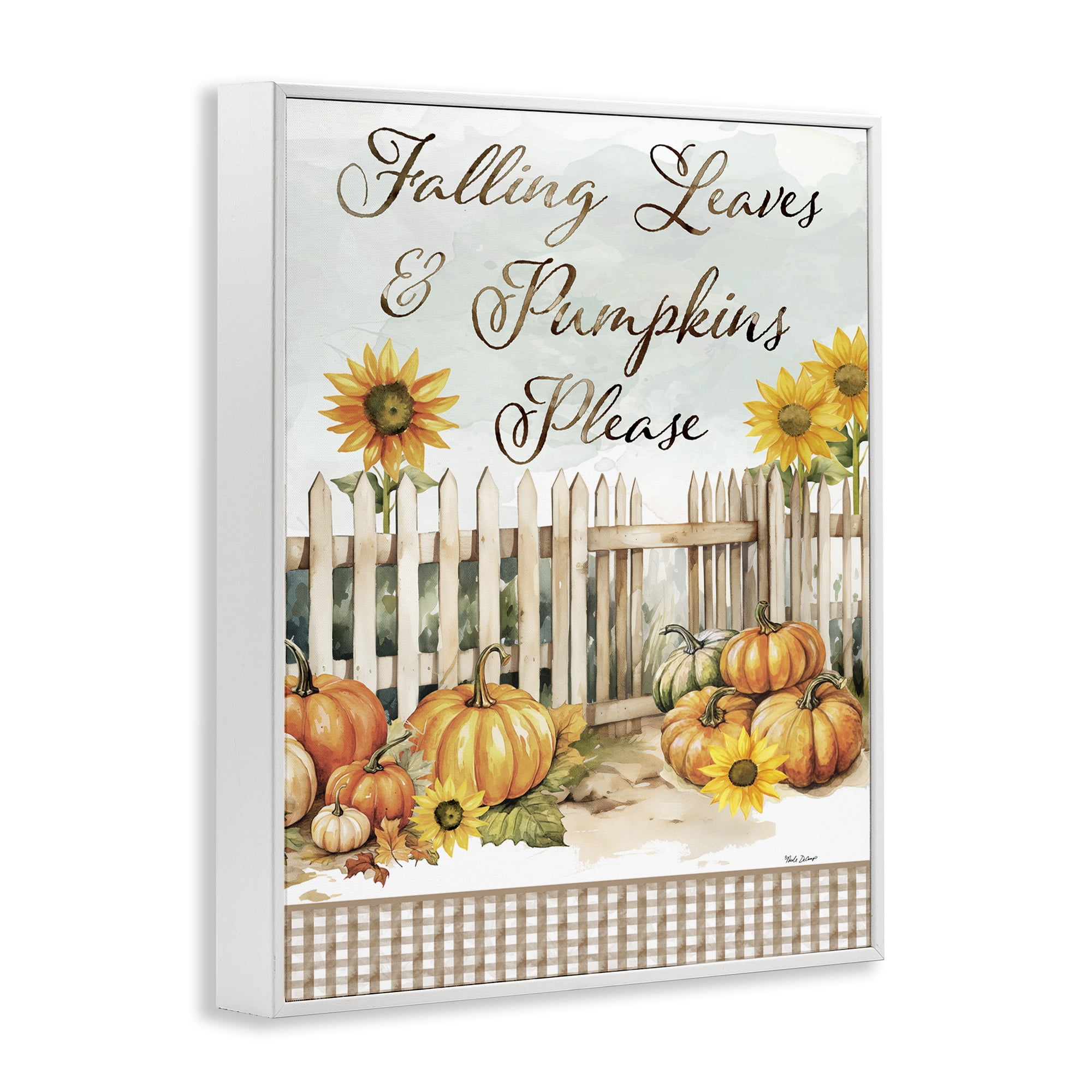Stupell Industries Pumpkins Please Sentiment Botanical & Floral Painting White Framed Art Prints Wall Art, 24 x 30
