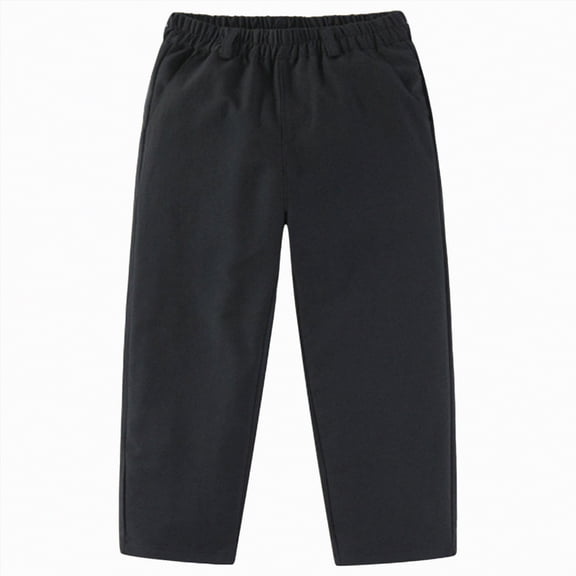Gubotare Khaki Pants for Boys Uniform Boys' Elastic Waist Chino Pants - Stretch Pull-On Twill Uniform Pants for Kids & Youth Size 15-16 (Black,15-16 Years)