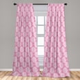 thumbnail image 4 of Ambesonne Palm Leaf Curtains, Pink Tropic Leaves Exotic, Pair of 28"x63", Pink and White, 4 of 5