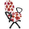 thumbnail image 1 of Floral Office Chair Slipcover, Garden Art High Detail Hibiscus Flowers Exotic Botany in Warm Colors Print, Protective Stretch Decorative Fabric Cover, Standard Size, Vermilion and White, by Ambesonne, 1 of 5