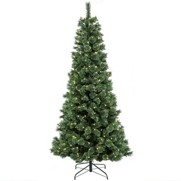 National Tree Company Pre-Lit Feel Real® Artificial Christmas Tree, Green, Pilchuck Pine, 450 Warm White LED Lights, Includes Stand, 7.5 Feet