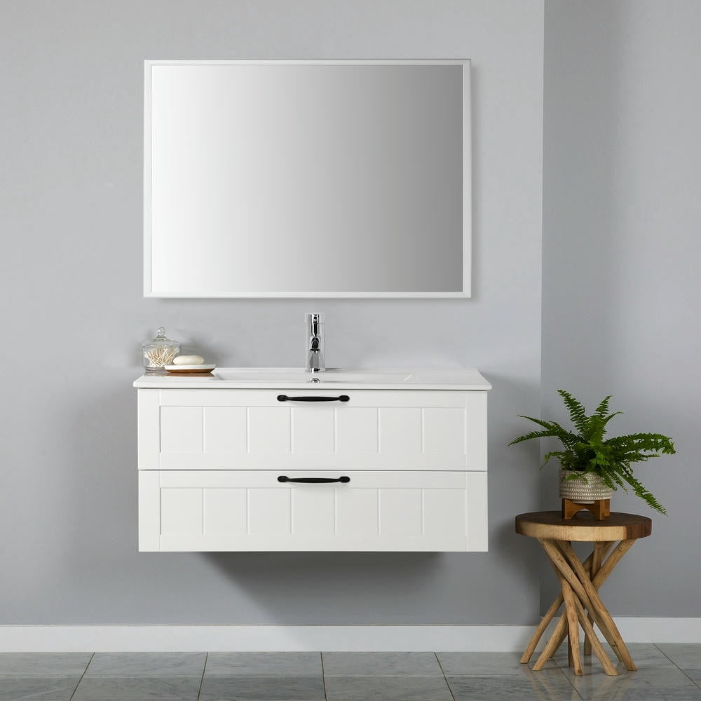GVN Bath Cabinet, Bathroom Wall Cabinet,31.5" Bathroom Vanities Cabinet with Sink Combo, Soft-Close System, 2 Extra Big Drawers, White